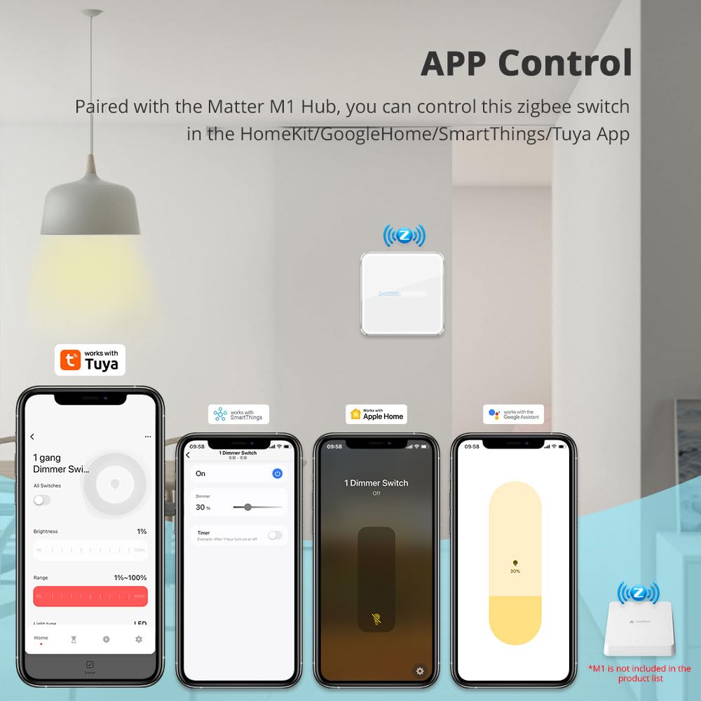 Tuya Zigbee Smart Dimmer Switch, Supports Brightness Adjustment, Voice Control, Timing Functions, Glass Panel, Child Lock - Image 2