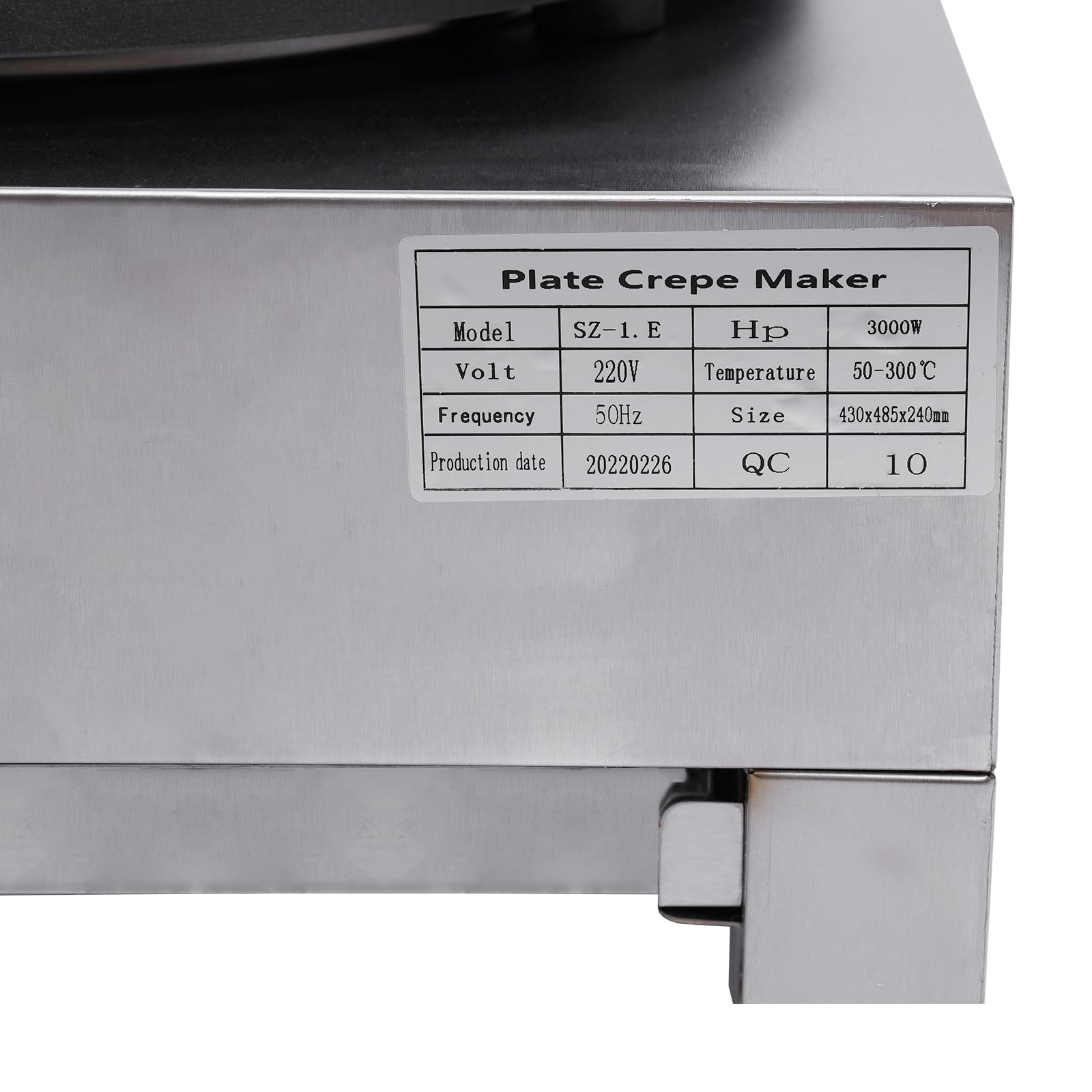 Crepes Maker 3000 W 40 cm 300 °C elettrico con spatola di legno