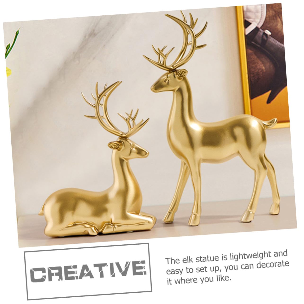 Toyvian 2 Stück Elch Dekor Aus Kunstharz Weihnachtsfigur Kleine Rentier Skulptur Für Kinderzimmer Schreibtisch Weihnachtsdeko