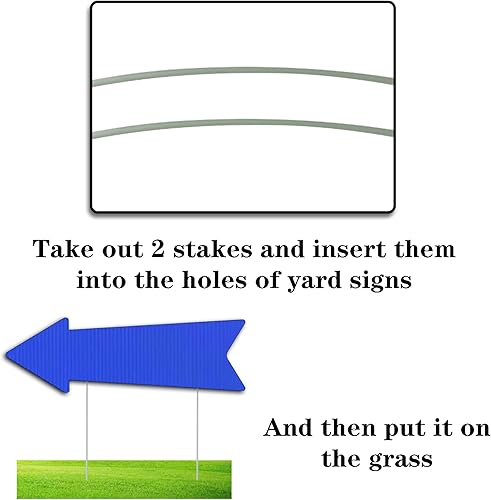 Miniatura 4 de Letreros de flecha azul con estacas de 16 x 5 pulgadas, letreros de flecha direccional This Way para patio, letreros de patio de boda, letreros de