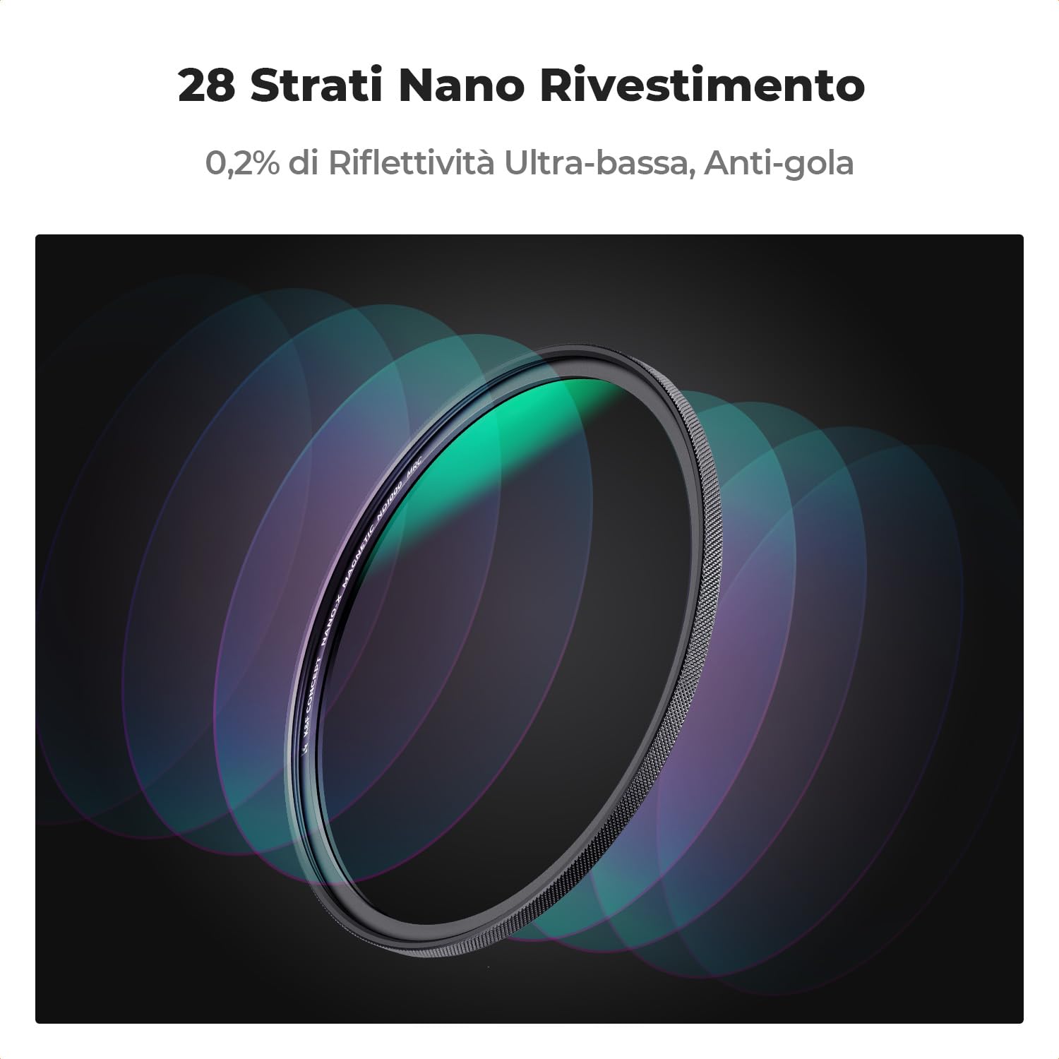 K&F CONCEPT Nano-X Filtro ND1000 (10 stop) per obiettivo da Anelli Adattatori, Tappo Magnetico in Metallo (72mm, magnetica)