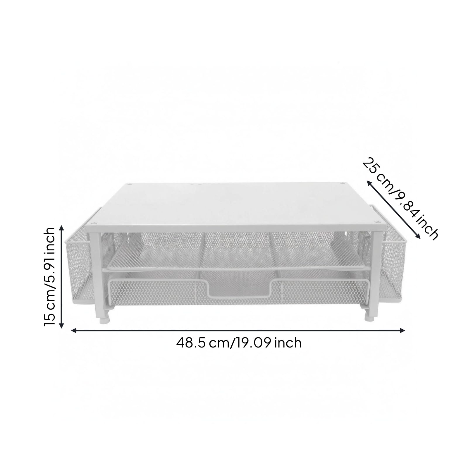 Desk Organizer Eisen Mesh Display Ablage mit Unterteil für Stifte Zubehör Und Notizen für Büro Arbeitszimmer Heimarbeit Geschenke , Weiß