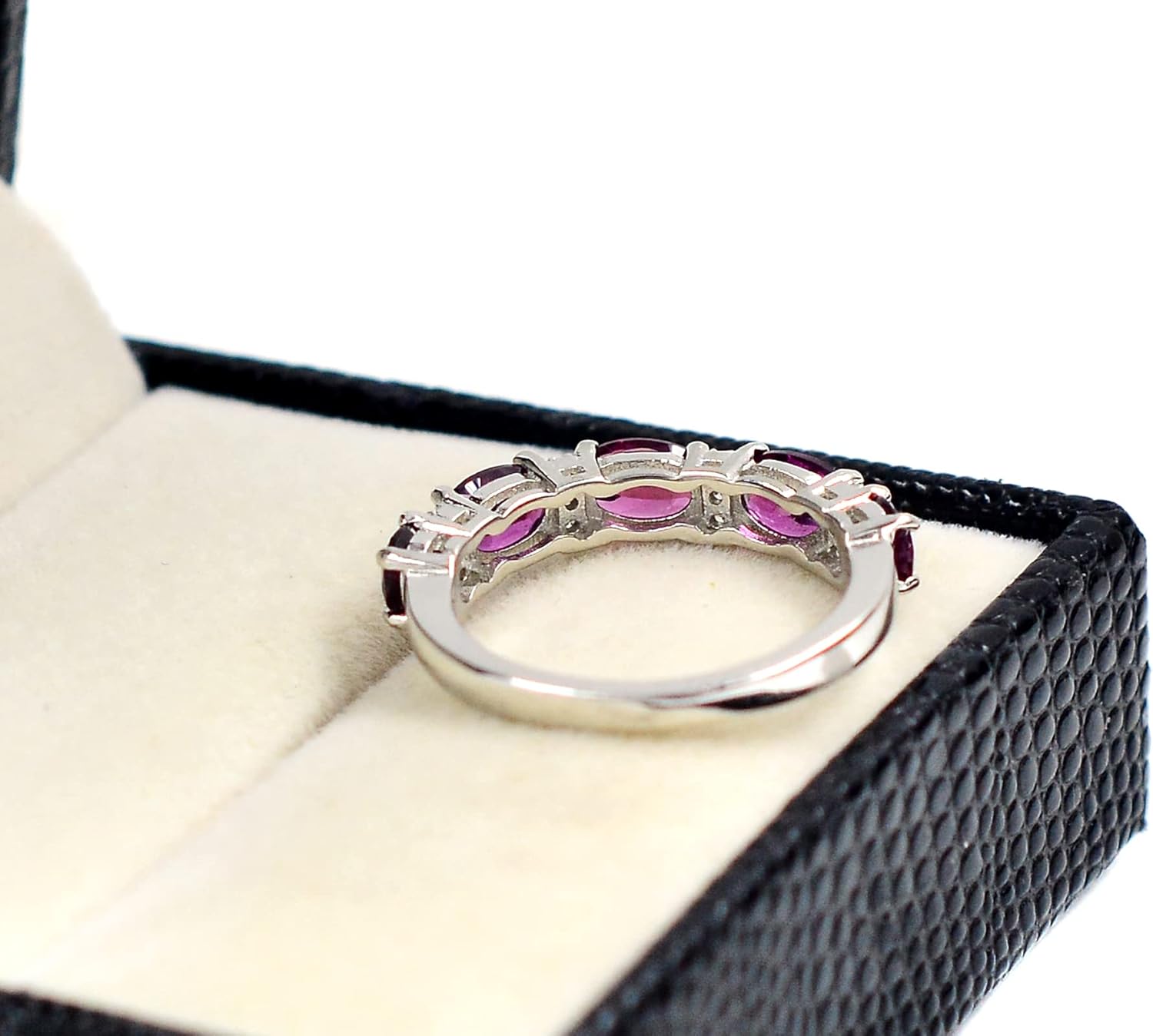 January Birthstone Natural 6X4 MM Oval Cut Red Rhodolite Garnet Gemstone 925 Sterling Silver Women Jewelry Bridal Ring Cluster Proposal Ring Anniversary Gift For Wife