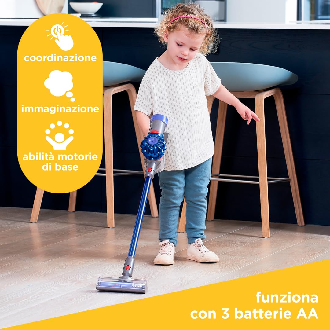 Casdon Dyson aspirapolvere senza filo | Aspirapolvere Dyson giocattolo interattivo ufficialmente autorizzato per bambini da 3 anni in su | Giochi di ruolo realistici e divertenti!