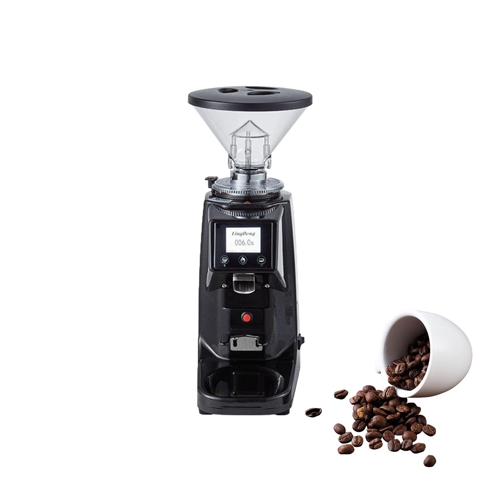 Elektryczny młynek do kawy z 19 ustawieniami mielenia, cyfrowy timer, 60 mm, młynek do espresso, kroplówka, nalewanie, pojemność 250 g, czarny
