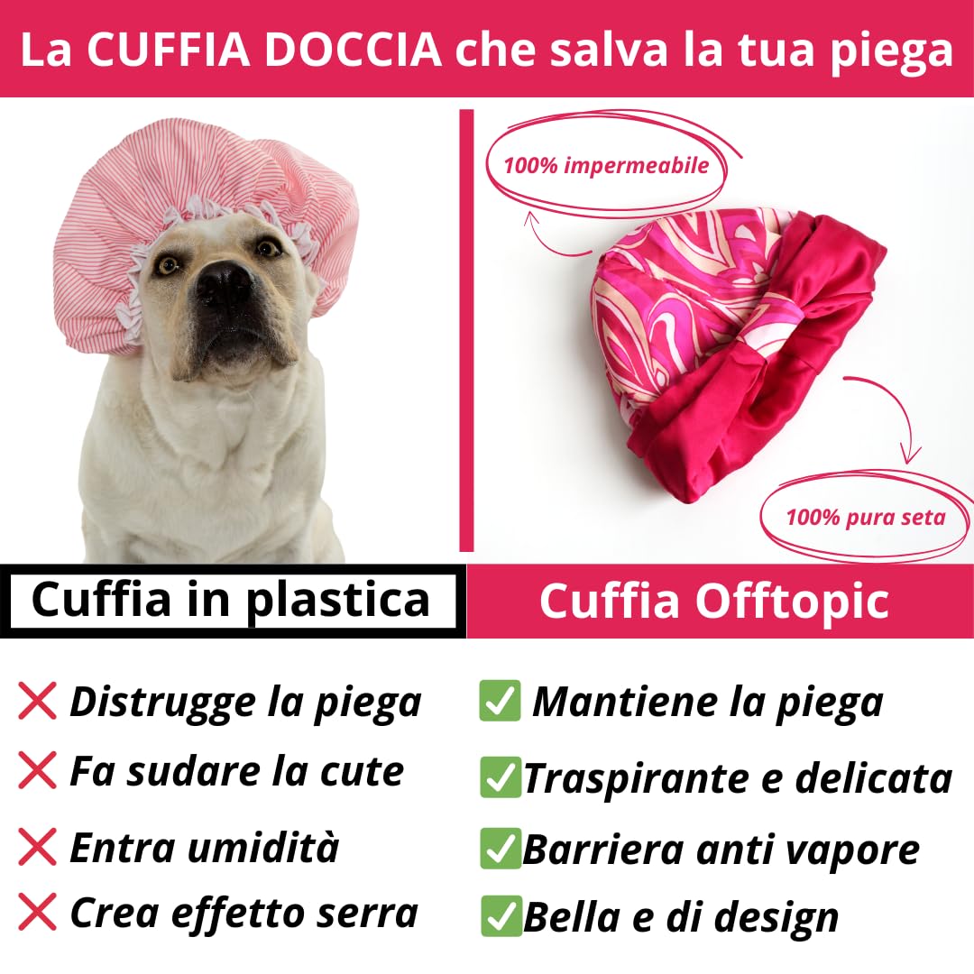 OFFTOPIC Waterproof Shower Cap with 100% Silk Inner Protect Your Hair While You Wash and Maintain Your Hairstyle - Image 3