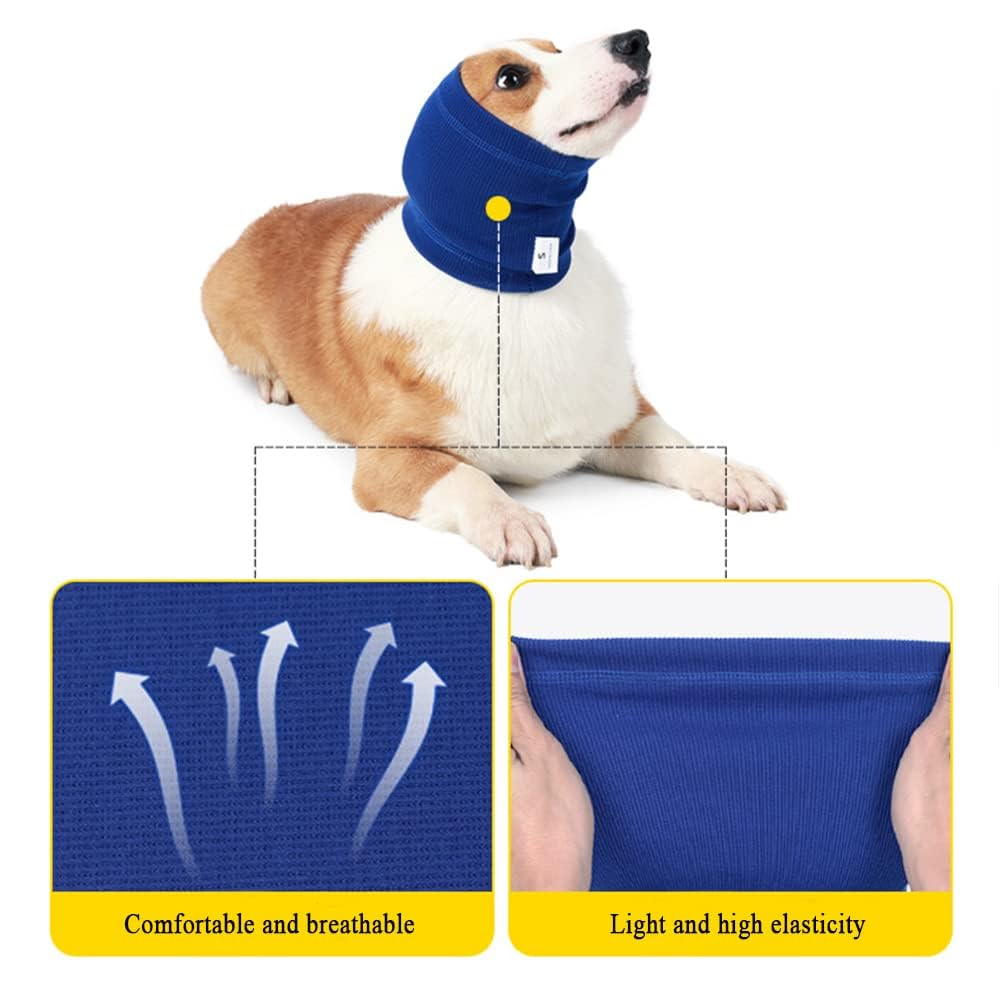 Dog Snood Dog Ear Hoodie Dog Earmuff Dog Ear Wrap Dog Headwear for Dog Neck and Ears Warmer Helps Calm for Dog for Anxiety Relief Reduce Noise Warmer Protection (Grey - Image 3