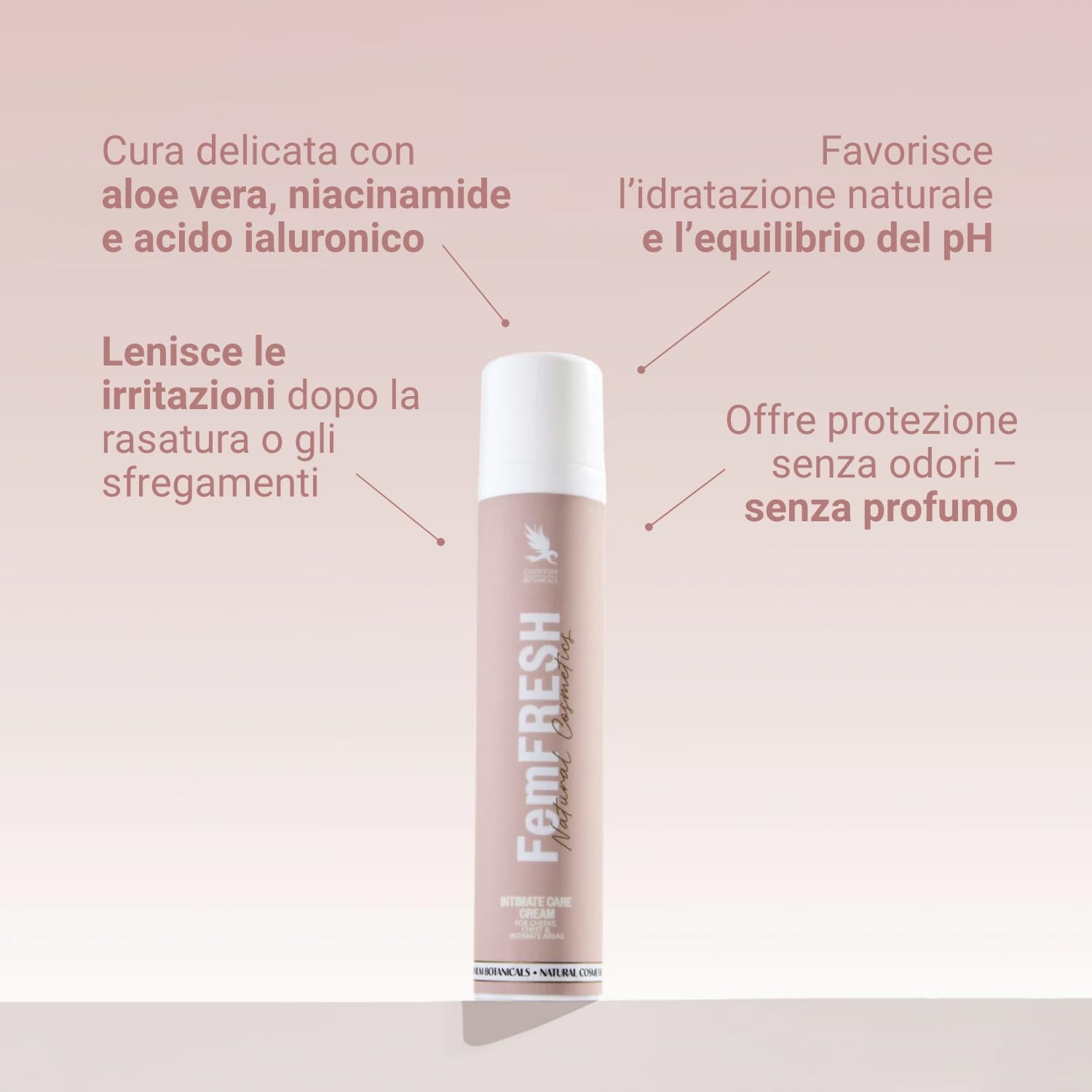 Carnium Botanicals FemFRESH – Crema Lenitiva, 50ml | Igiene Intima Donna, Acido Ialuronico, Niacinamide, Aloe Vera, Crema Post Depilazione, Idratante e Delicata