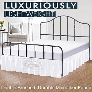 Ruffled bed skirt queen size with split corner white dust ruffle queen 15 inch drop bed skirt hotel quality ruffles bed skirt with platform three side coverage easy fit made brushed microfiber  urban country home decor