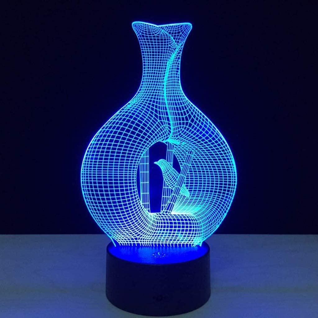 Veilleuse 3D, lampe de chevet pour chambre à coucher, lampe de table d'oiseau, 7 couleurs, lampe LED visuelle, décoration de sommeil pour bébé