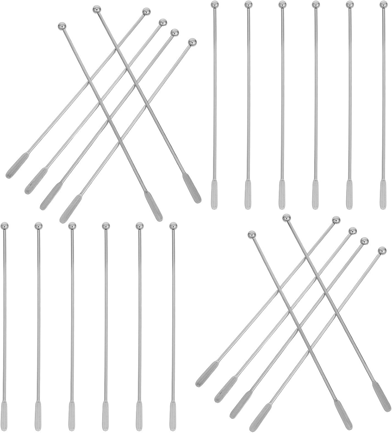 MAGICLULU Stainless Steel Cocktail Swizzle Sticks Reusable Bar Drink Stirrers 40pcs with Creative Mixing Design and Sleek Look, 7.6-inch Beverage Stirring for Coffee Bars and Gatherings