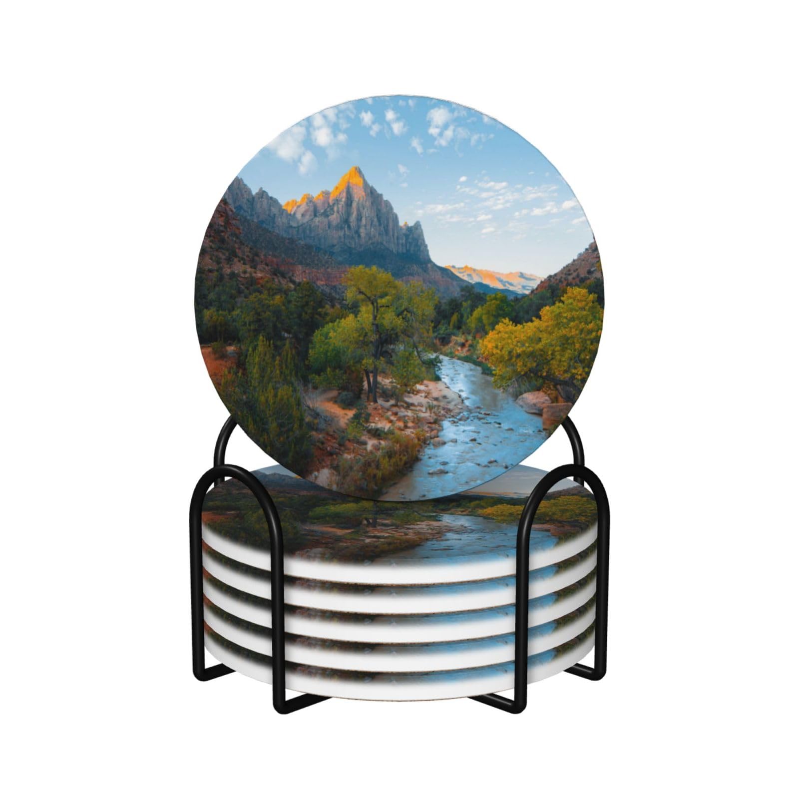 Dessous de verre liège et céramique premium avec support métallique noir