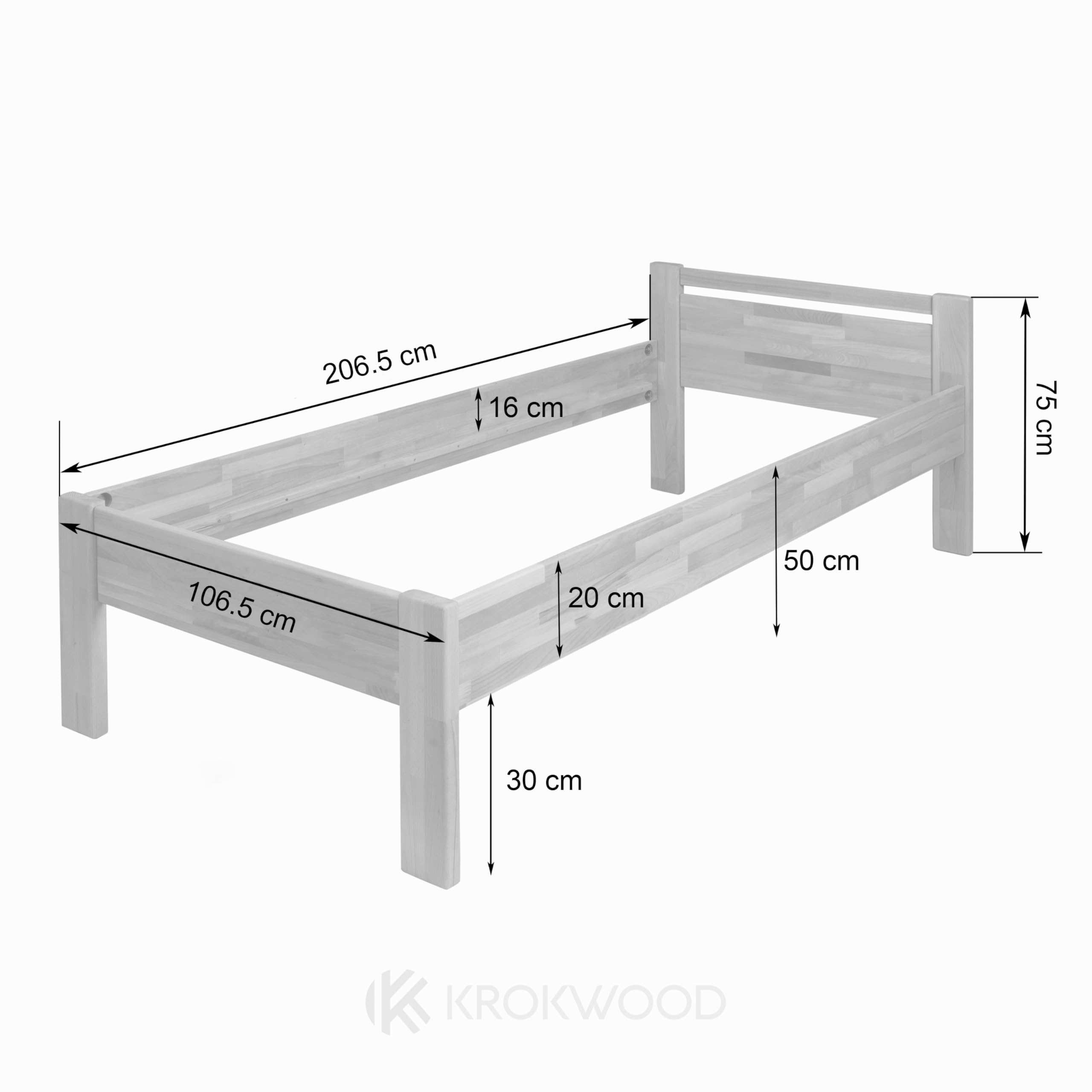 Krok Wood Seniorenbett SiSi aus Massivholz (Buche, 100 x 200 cm)