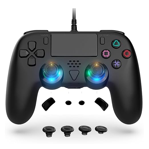 GAMFAMI Wired Controller Compatible with PS5/PS5 Pro/PS5 Slim/PC - Wired Controller with Built-in Advanced Back Buttons Programming/Turbo,with Thumbsticks | 2 High-Rise, 2 Mid-Rise (Black)