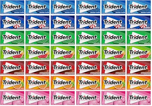 Image of Trident Sugar-Free Chewing Gum Variety Pack Candy, Assorted Flavors, 14 Count (Pack of 42)