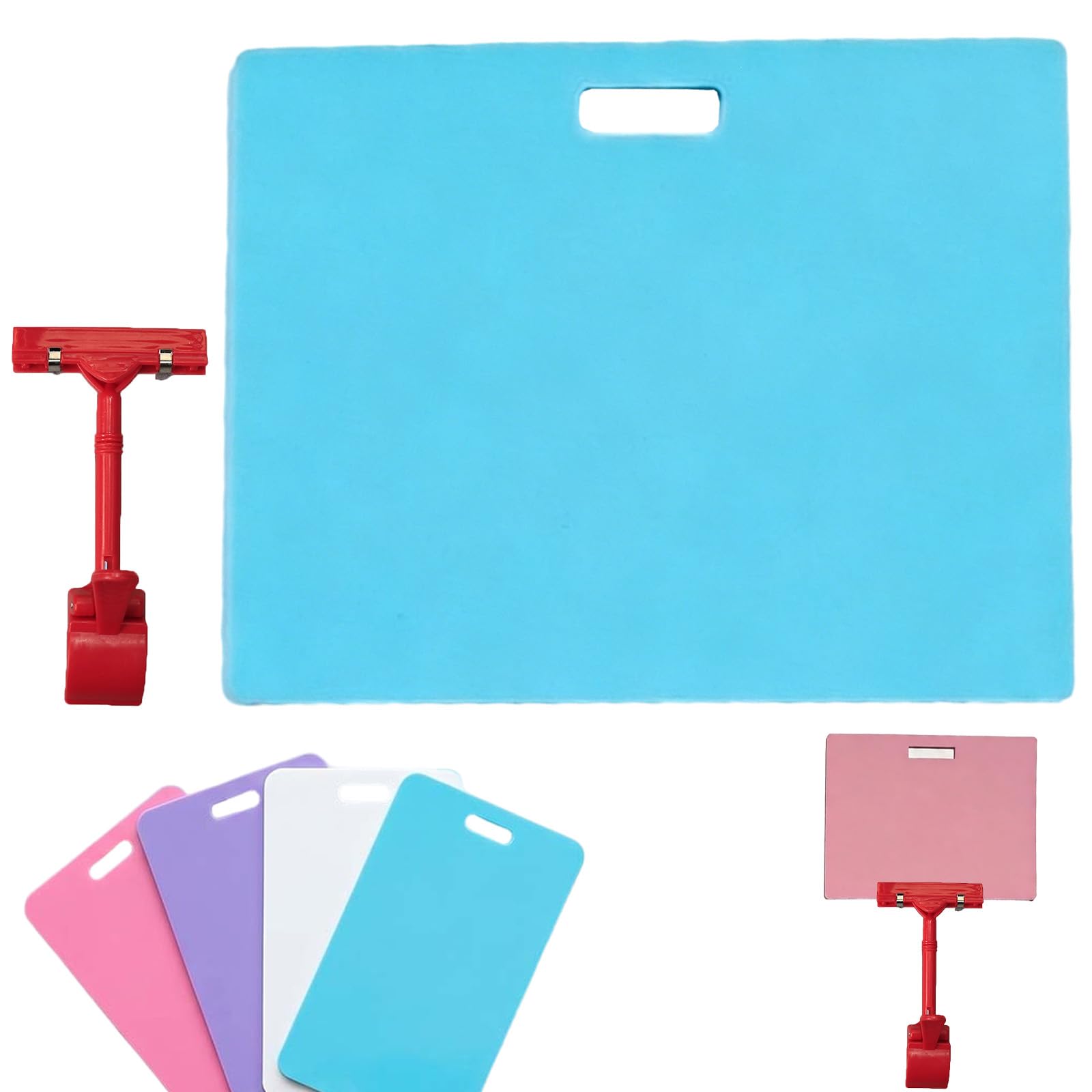 Erasable Badge Note, Reusable Silicone Mini Whiteboard Clipboard with ID Badge Clip, Waterproof Pocket Notepad, Dual-Side Writable, Fade-Proof & No Blur (Horizontal-03)