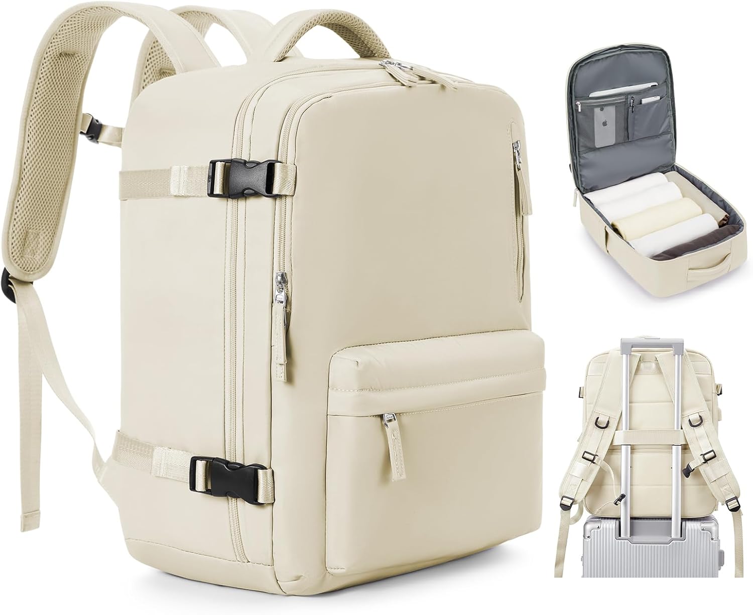 Ryanair 40 x 20 x 25 cm Underseat Luggage Cabin Backpack 45 x 36 x 20 cm for Easyjet Travel Bag Cabin Airplane Hand Luggage Backpack Computer Women Men with Shoe Compartment, Z5-Beige Ryanair 40 x 20 x 25 cm Underseat Luggage Cabin Backpack 45 x 36 x 20 cm for Easyjet Travel Bag Cabin Airplane Hand Luggage Backpack Computer Women Men with Shoe Compartment, Z5-Beige