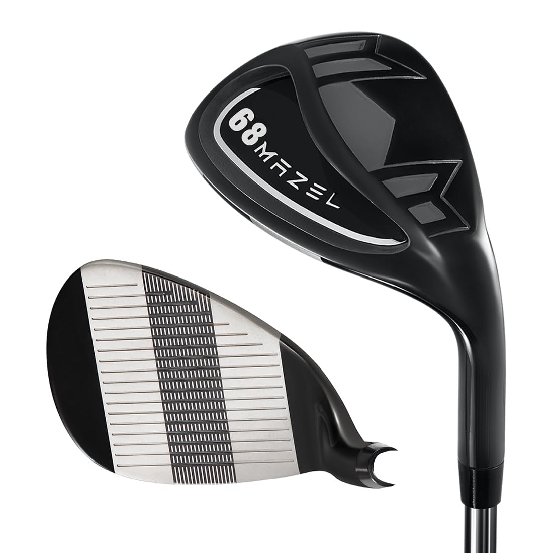 MAZEL Golf Lob Wedge 68,70,72 gradi 89,7 cm mano destra, CNC fresato faccia sabbia cuneo, Picthing Wedge (nero, 68 gradi)