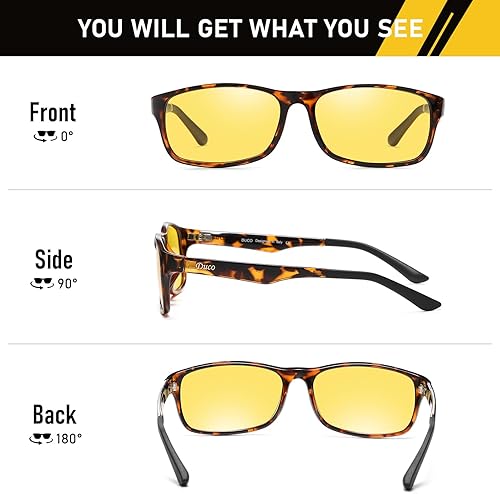 Miniatura 2 de DUCO Gafas de visión nocturna para hombres y mujeres, antirreflejos, lentes de conducción nocturna, polarizados, protección UV400, lentes amarillos