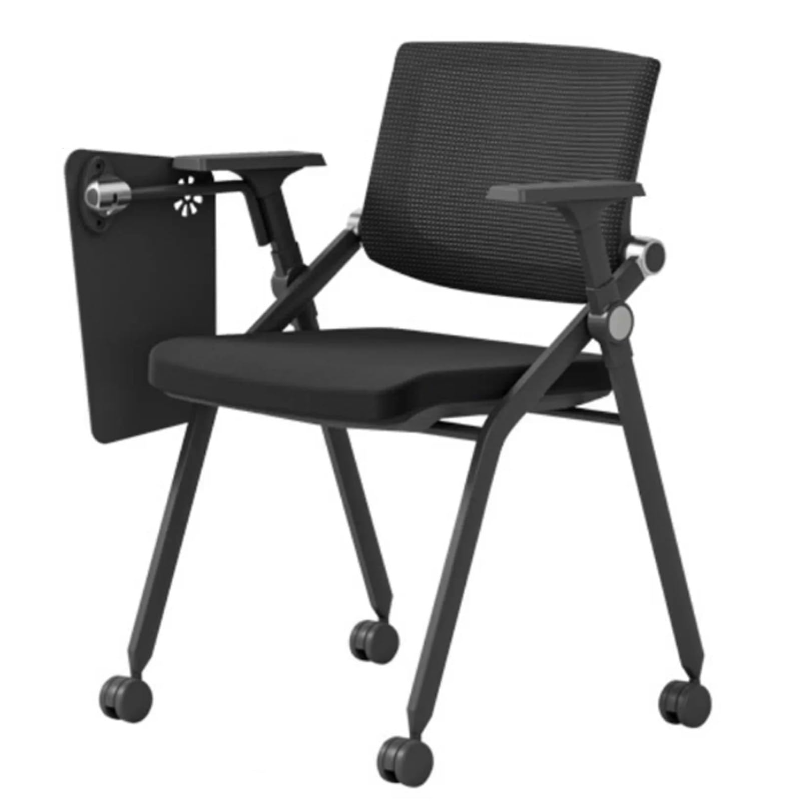 Klappbarer Konferenzstuhl Mit Tisch Konferenzstuhl Mit Schreibtafel Und Fein Abgestimmter Rückenlehne Ideal Für Unternehmen, Schulen Und Studios(Schwarz)