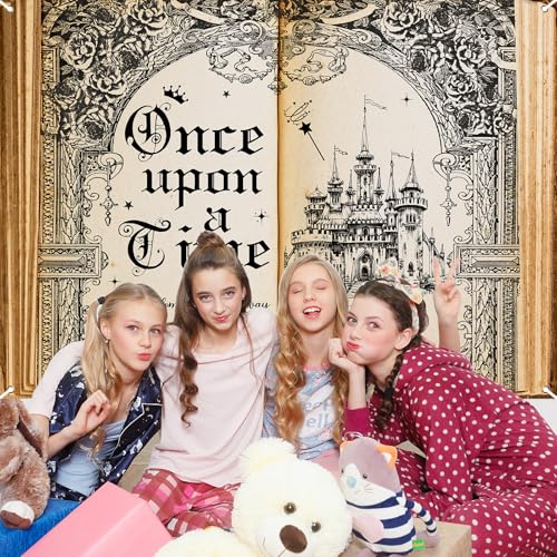 Avezano Fairy Tale Books Backdrop Vintage Once Upon a Time Backdrop Ancient Castle Romantic Princess Photo Background Book Themed Party Banner Wedding Birthday Party Decorations (7x5ft) by Avezano - Image 3