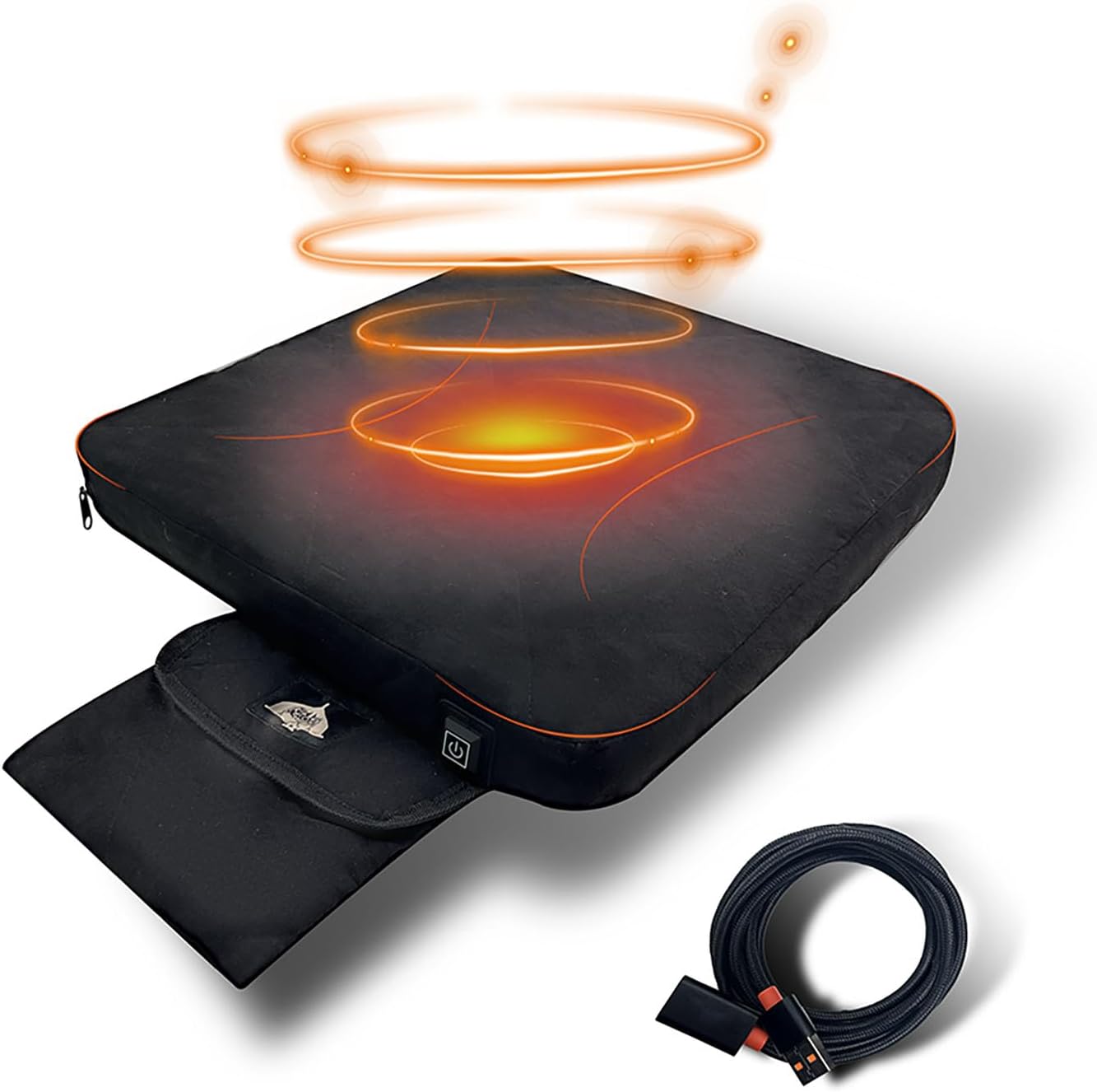 Heated Seat Cushion Foldable Memory Foam Heated Seat Pad with 3 Level Heating for Camping Fishing Office Chair Stadium Seats (Power Supply Not Included) (Artificial Suede) (Square)