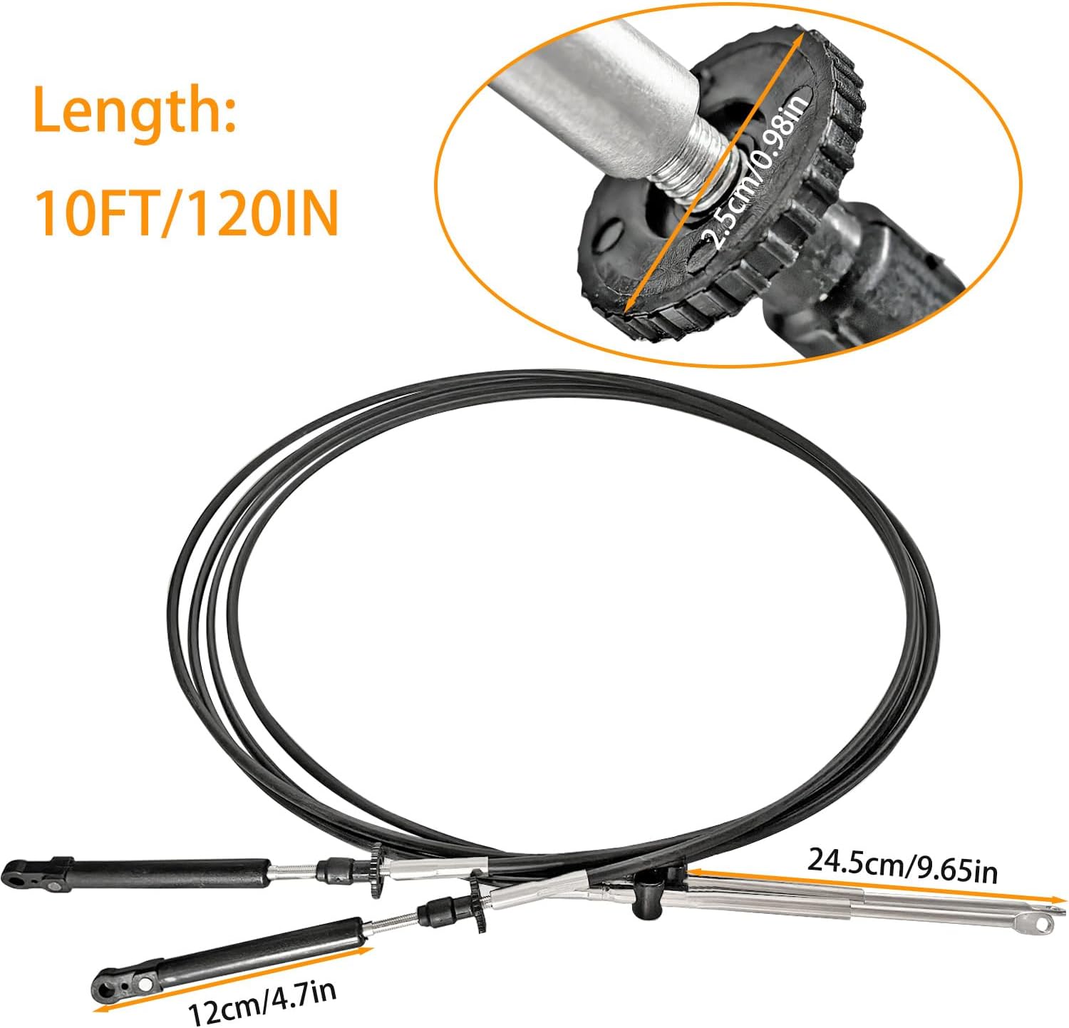 2 PCS Throttle Shift Remote Control Cable Compatible with Johnson/for Evinrude/for OMC, Boat Throttle Cable