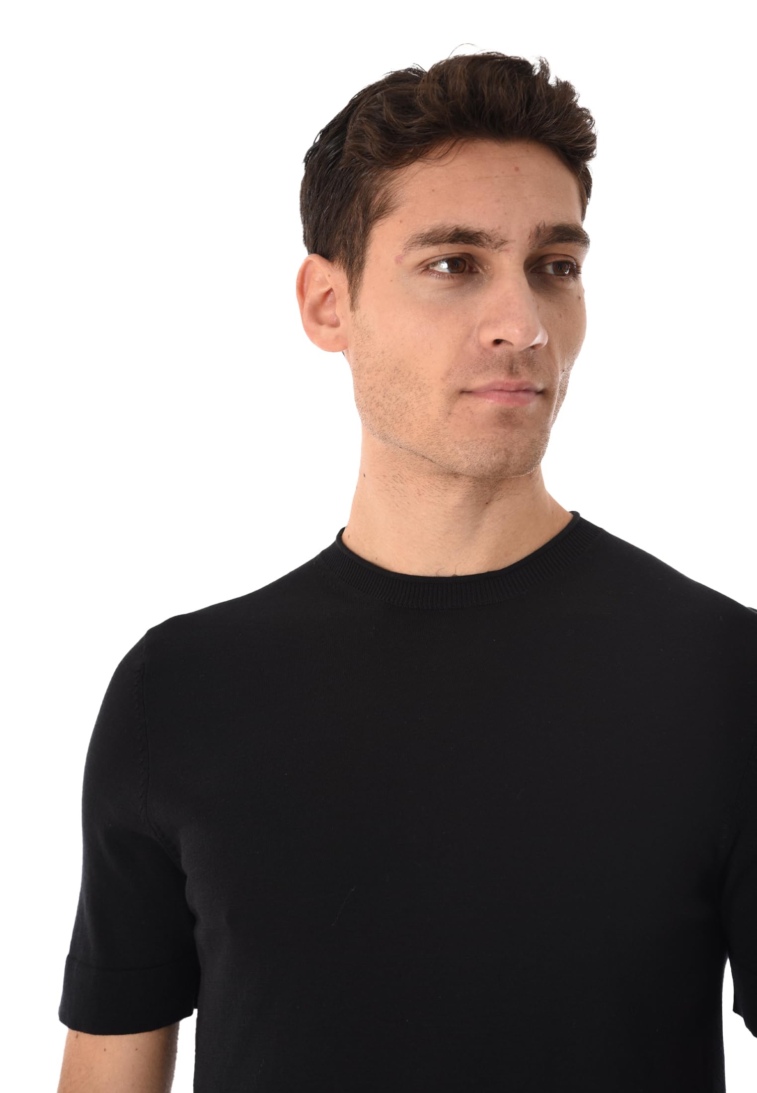 Camiseta de hombre con bolsillo de algodón de manga corta Basic Negro XXL