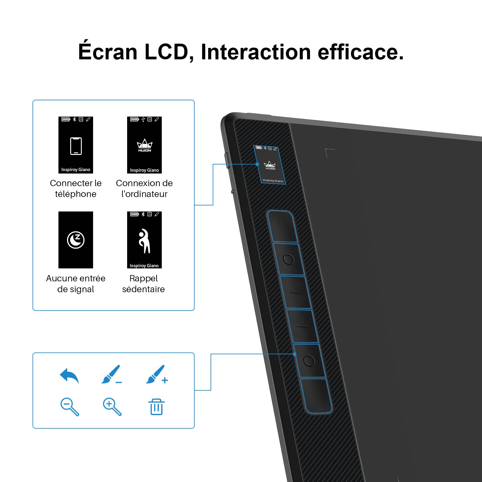 HUION Inspiroy Giano G930L Tablette Graphique sans Fil, Tablette de Dessin Numérique Con Bluetooth 5.0, avec Stylet Passif + 6 Touches de Raccourci, Compatible avec Windows Mac Android Chrome OS