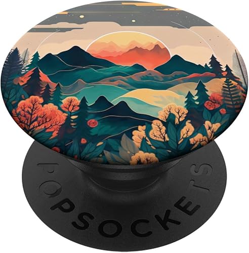 Boho Chic Floral Moon Mountain Forest Nature Retro Flower PopSockets intercambiables PopGrip
