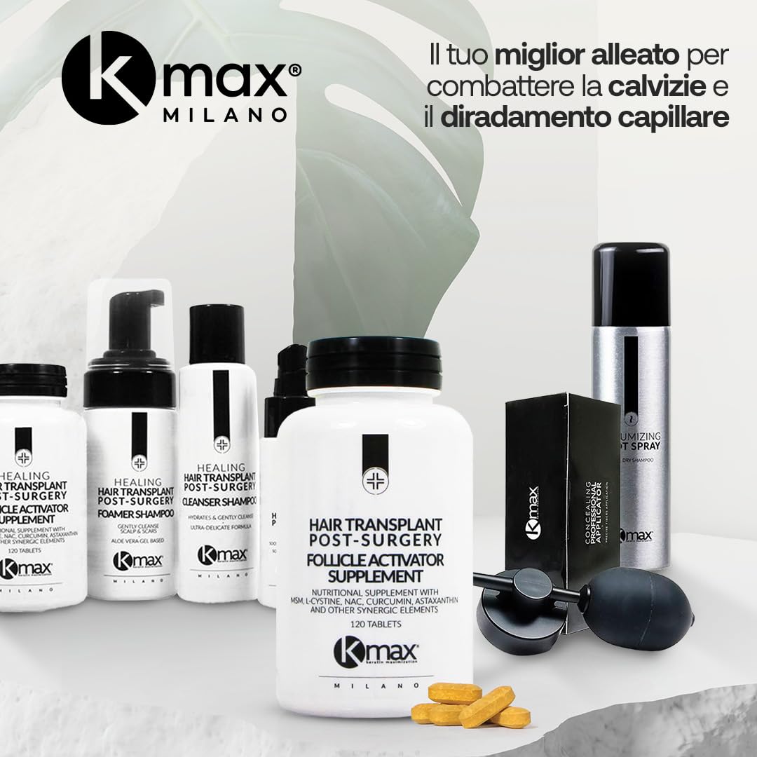 Kmax Healing Hair Transplant Post Surgery Follicle activator Supplement - Integratore Capelli, Ricrescita Capelli Dopo Trapianto, Funzione Anticaduta Capelli Donna e Uomo - Formato da 120 Compresse