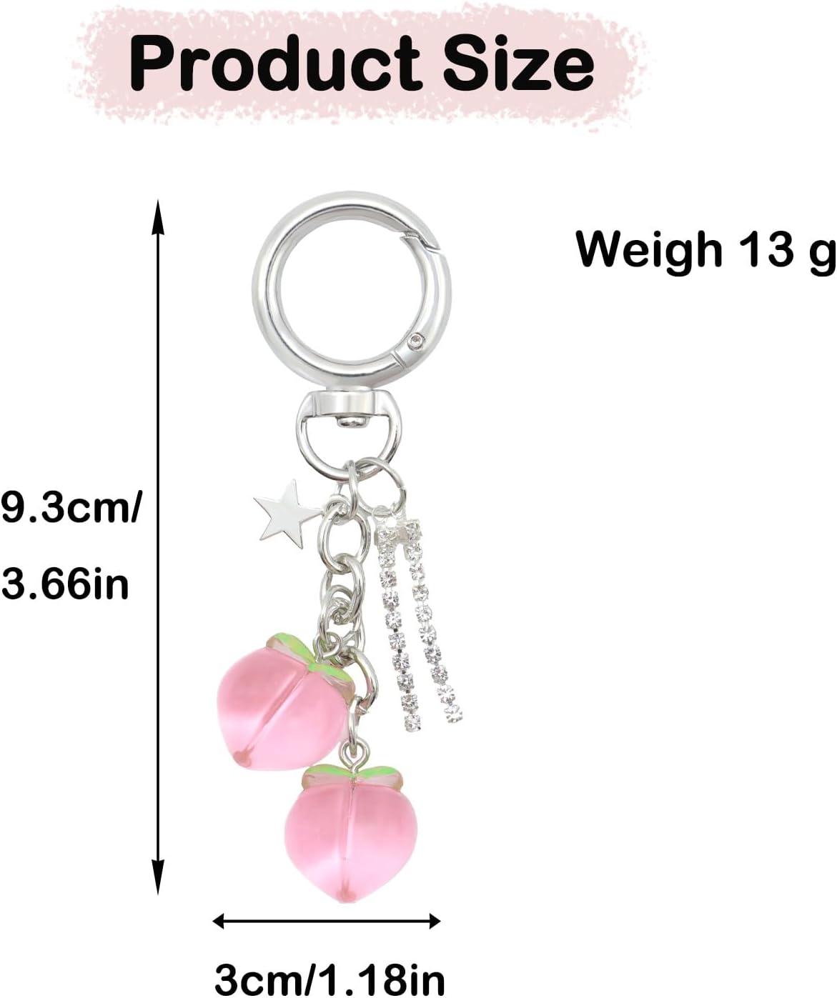 Cute Fruit Keychain, Purse Bag Charms for Handbag Cherry Strawberry Lemon Watermelon Pineapple Pumpkin Charm - Image 5