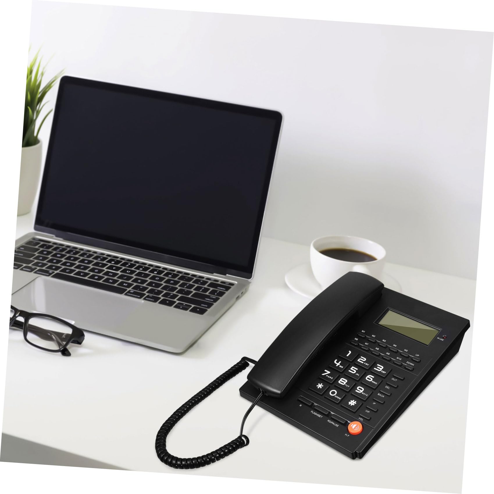 NUOBESTY Telefono Corded con Display Chiamante per Ufficio e Casa Tasti Comodi e Volume per Anziani e Famiglie Design Chiaro e Facile da Usare
