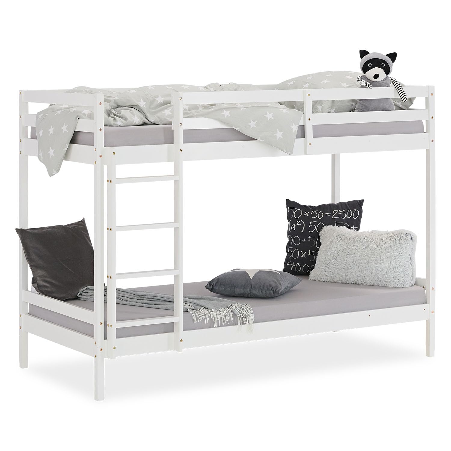 Homestyle4u 1431, Etagenbett für Kinder inkl. Lattenrost, Kinderbett 90×200 weiß, Holz