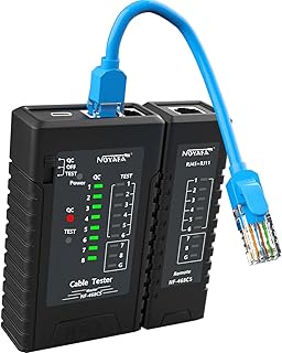 NOYAFA Network Cable Tester for rj45 rj11 rj12 /cat5 cat5e cat6 cat6a cat7,Test STP UTP/Single Head Cable Checker,Continuity Test,Phone line cat3,Ethernet Tester,LAN Cable Test Tool (Black)