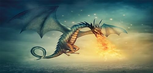 Miniatura 4 de Lunarable Alcancía de fantasía, diseño surrealista de criatura de dragón en el cielo, caja de dinero de cerámica para ahorro de efectivo, 3.6 x 3.2