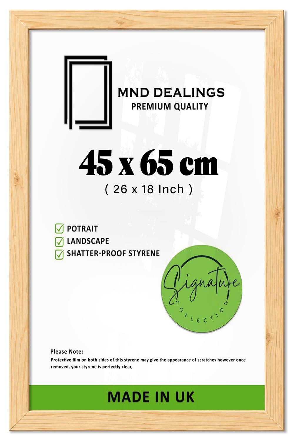 MND Dealings | Poster Frame For Paintings And Photos (45 X 65 CM) — Elegant Wall Display For Living Rooms And Professional Art Spaces (26 X 18 Inch Pine) Handcrafted Pine Border, Easy Mounting