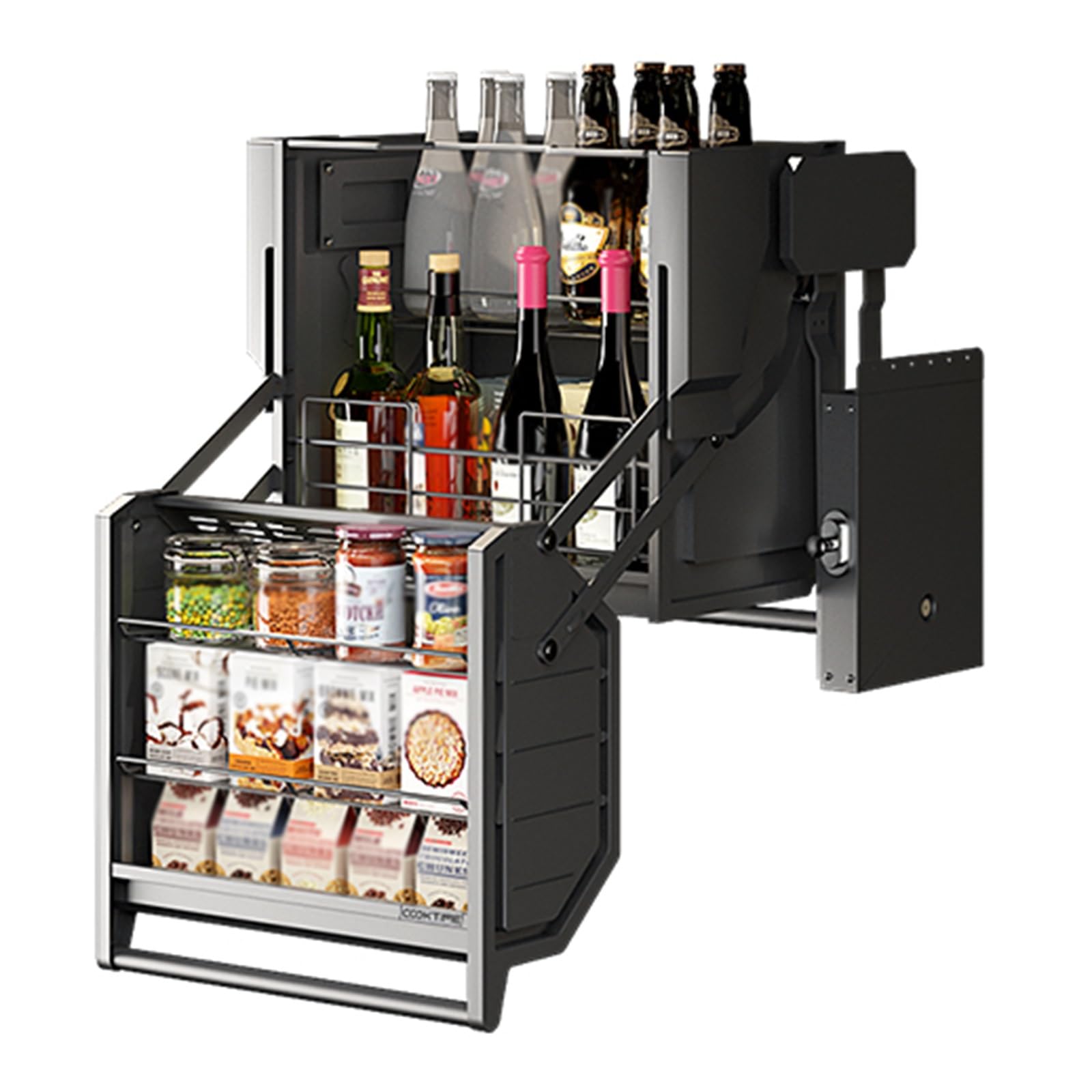 Confezione Da 2 Organizer Estraibili Per Sotto Lavello - Scorrevole E Regolabile Per Cucina E Bagno, 34x36x22 Cm, Nero