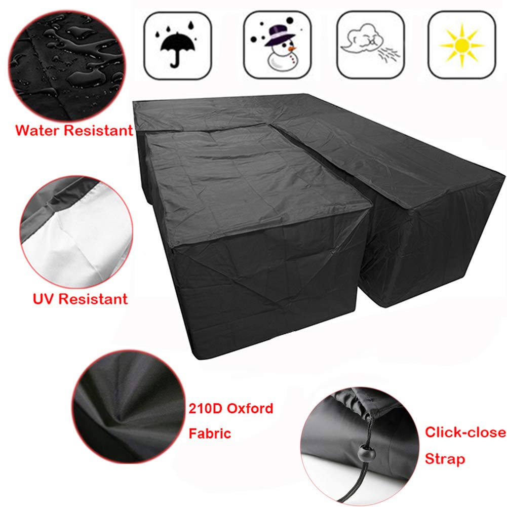 Funda para sofá en Forma de L - Funda Sofa esquinero en Forma de L con Cuerdas de apriete en la Parte Inferior,210D Funda para sofá en L (L Forma 270x270x90 cm + Rectangular 155x95x68 cm)