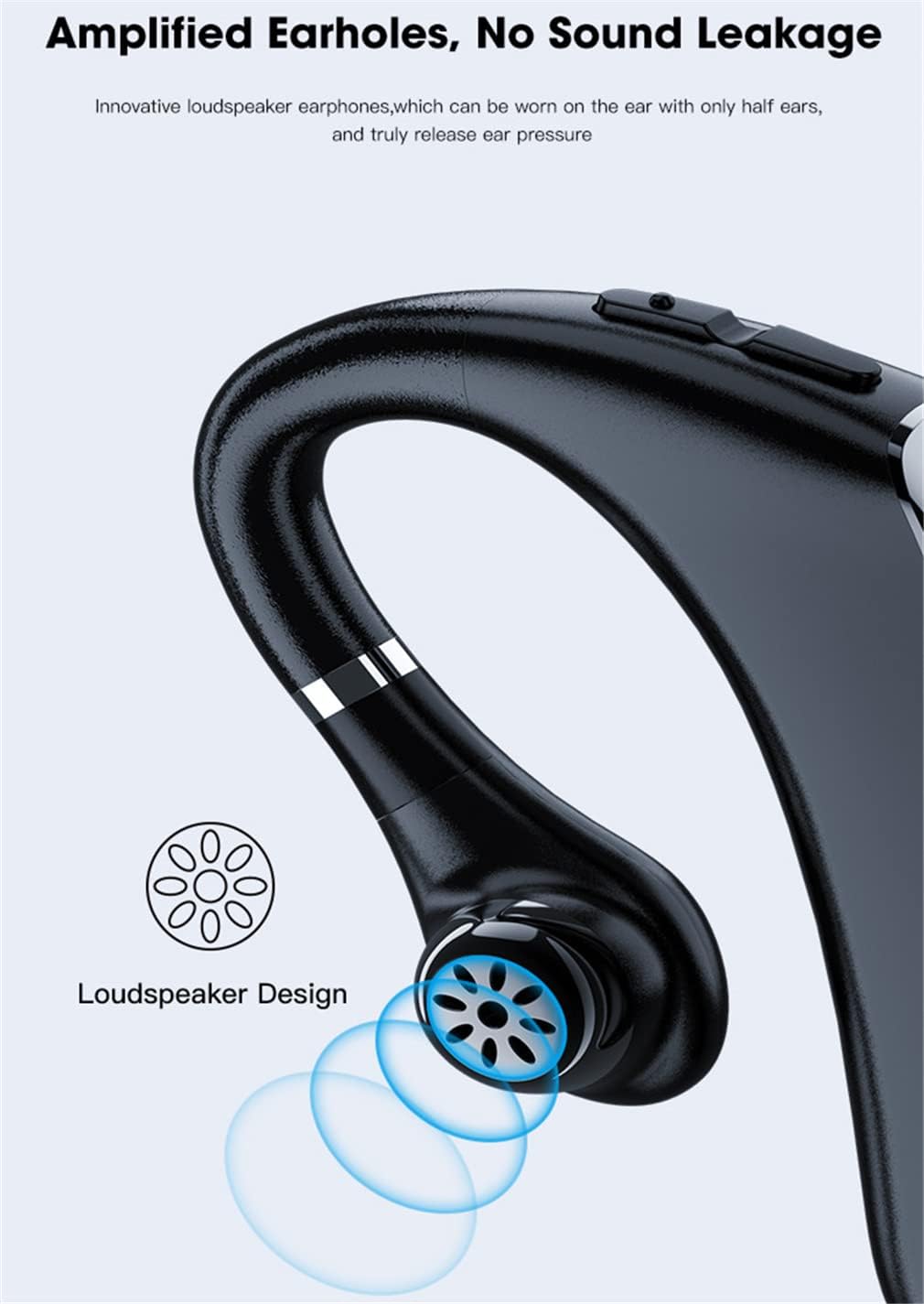 YODZ Bone Conduction Headphones Hanging Ear Bluetooth 5.0 HiFi Stereo Wireless Earphones IPX5 Waterproof HD Call Lightweight Headset with 1200Mah Charging Box,Black