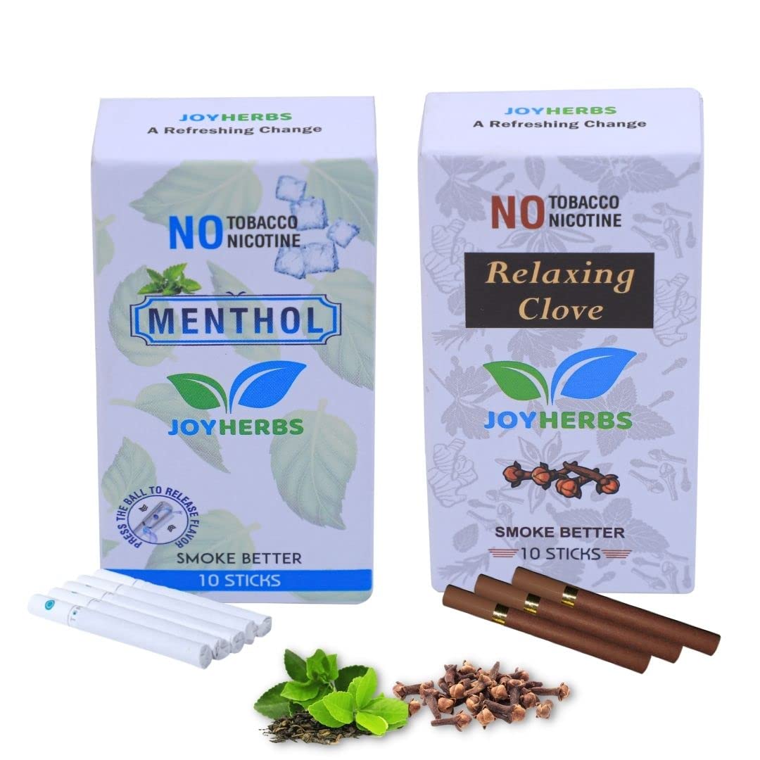 Herbal Cigarettes For Smoking 100% Tobacco Free and Nicotine Free Mint, Clove Flavoured King Size Herbal Smoke Sticks(Pack of 20) | Tobacco/Cigarette Alternatives - Quit Smoking Products