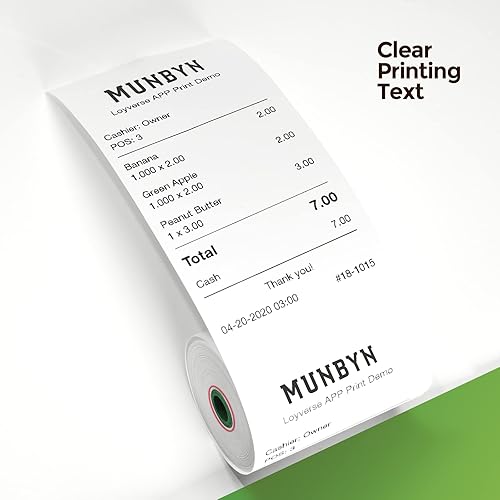 Miniatura 27 de MUNBYN Papel térmico de recibo de 2 1/4 pulgadas x 50 pies (5 rollos), papel de recibo sin BPA de 2.283 in, se adapta a todas las mini impresoras