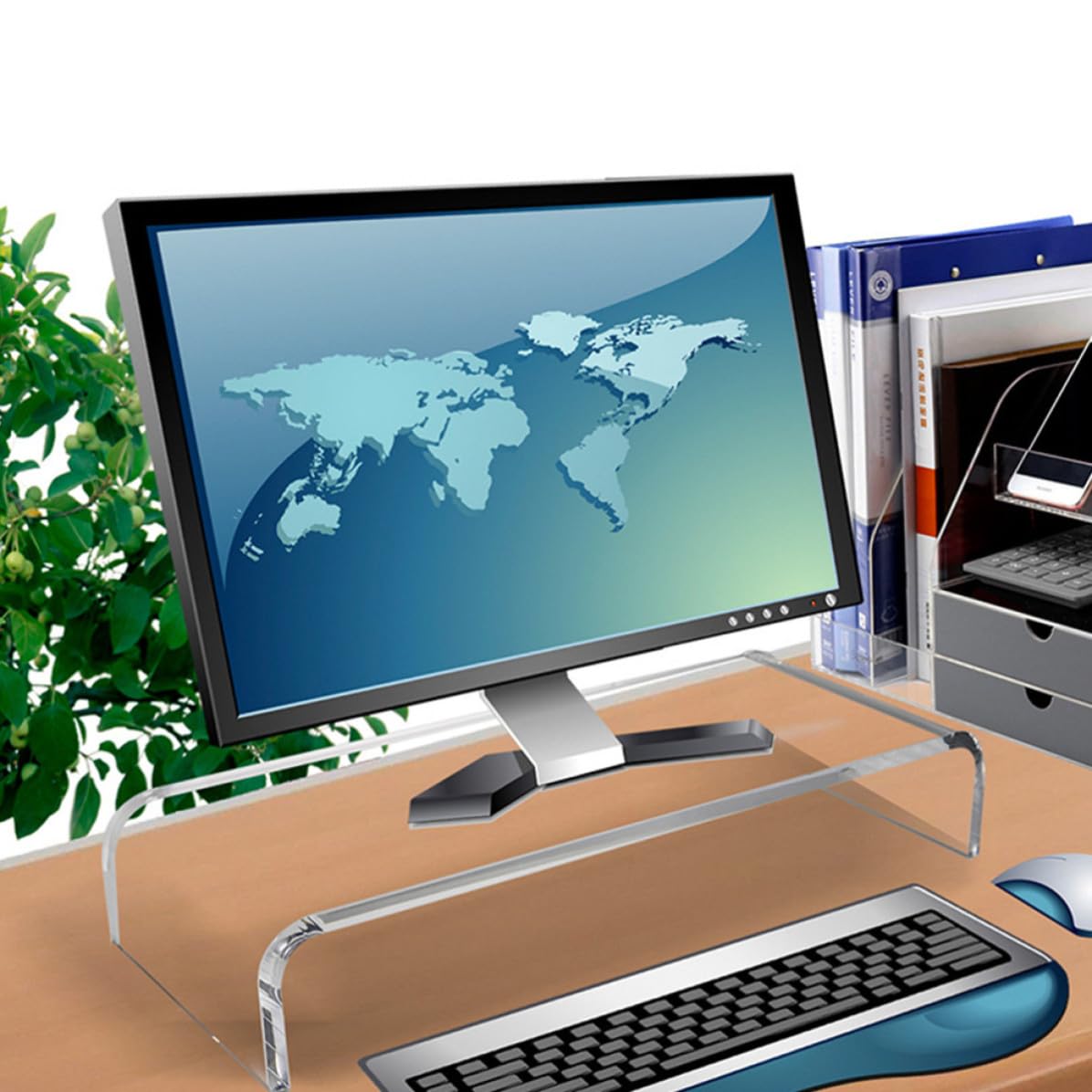 MAGICLULU Soporte Elevador Diseño Práctico y Simple para Monitor de Computadora de Acrílico Transparente Reduce la Fatiga Ocular y Cervical para Oficina y Hogar