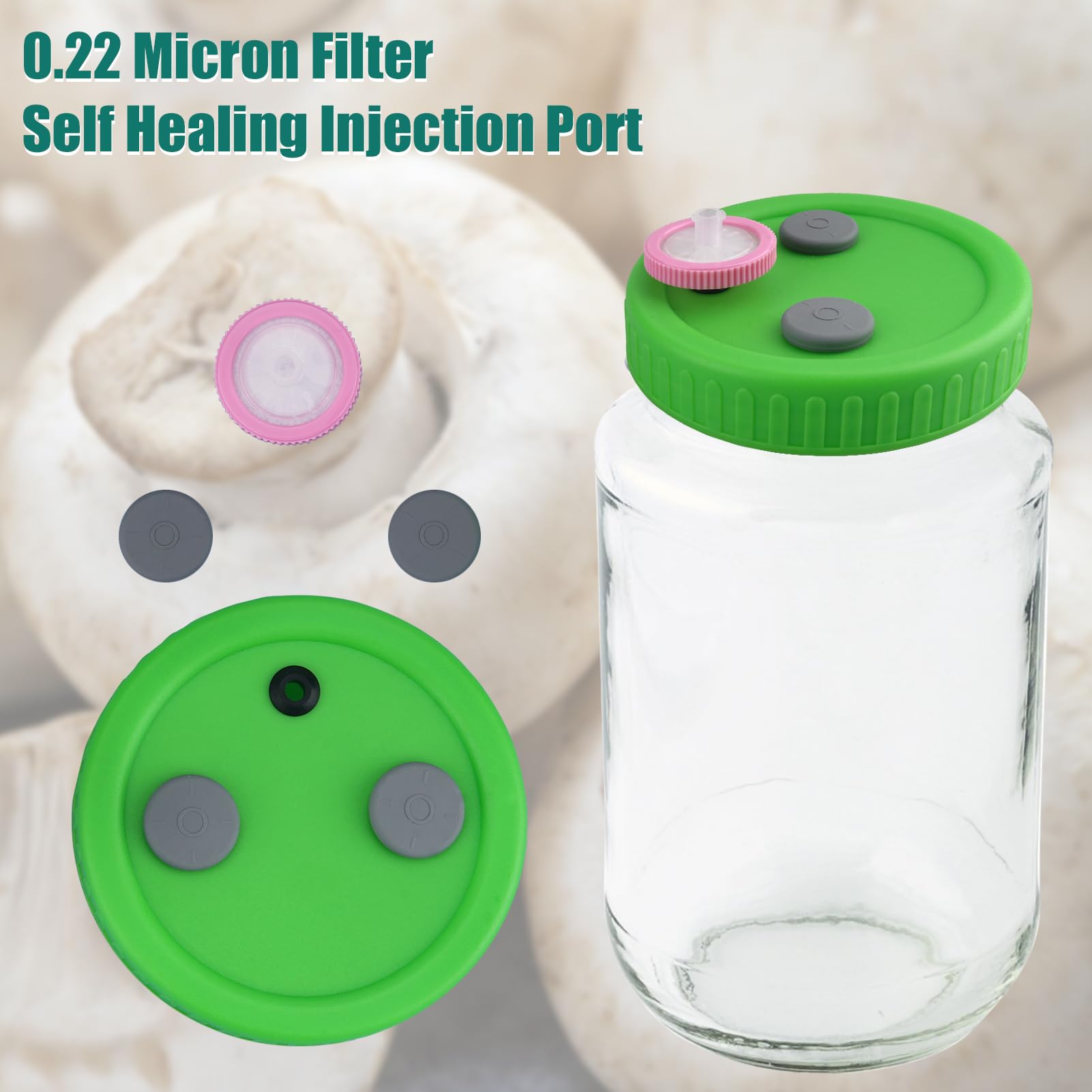 Amazon.co.jp: 広口マッシュルーム 液体培養蓋 メイソンジャー用 0.22