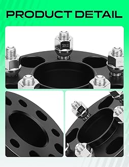 YHTAUTO 5x4.75 Hub Centric Wheel Spacers 2.5 Inch Compatible with Chevrolet, GMC, Buick, Cadillac, Pontiac Models Tire Spacers w/ M12x1.5 & 12.9 Grade Studs, 70.5mm Hub Bore 5 Lug 2PCS Black