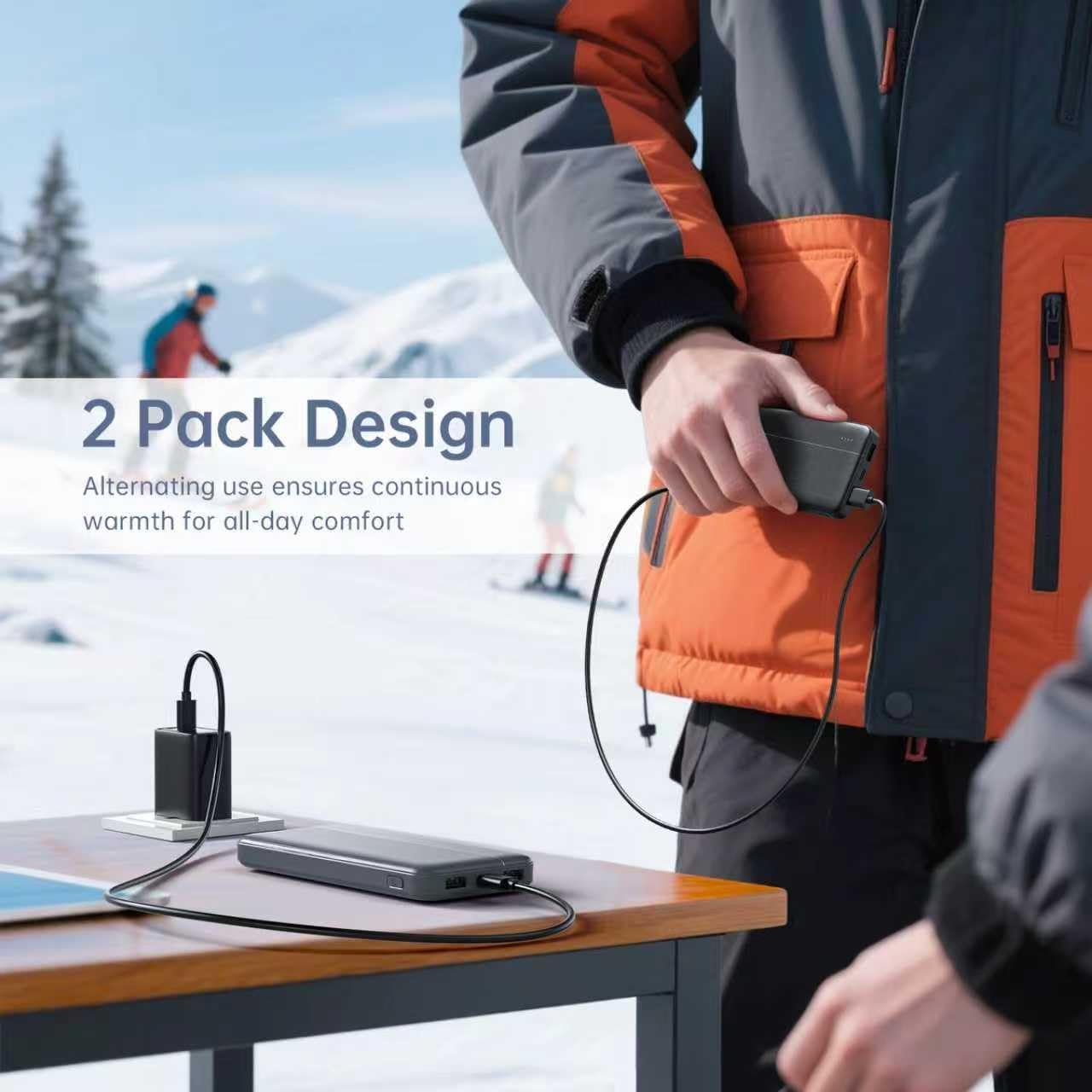 Heated Vest Battery Pack 5V 2A 10000mAh 2 Pack Power Bank Fits for DR.Prepare/KOVNLO/TIDEWE Electric Heating Jacket/Stadium Seat Cushion/Coat/Blanket External Portable Charger for iPhone, Tablet - Image 3