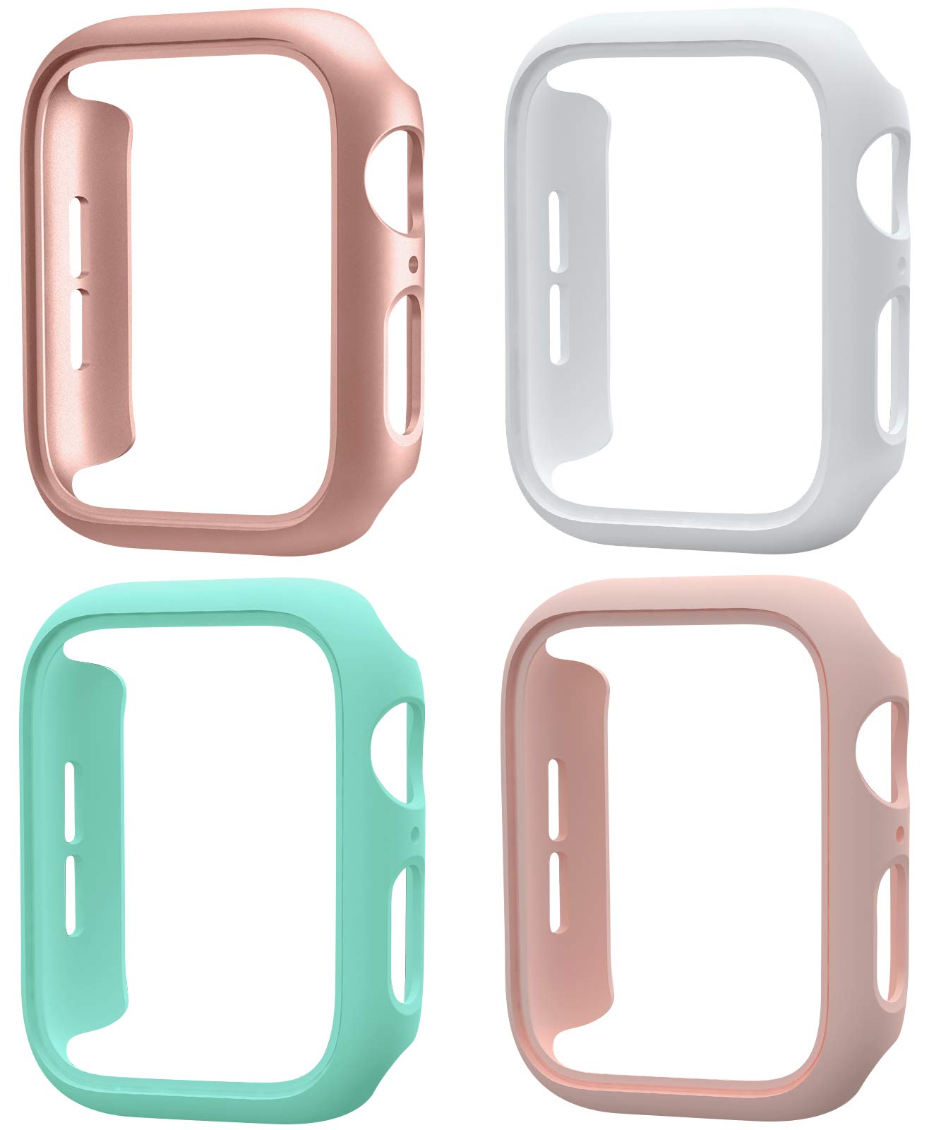 4 Pack Compatible for Apple Watch Case 38mm [NO Screen Protector] Series 3 2 1, Hard PC Bumper Case Protective Cover Frame Compatible for iWatch 38mm, Rose Gold/White/Pink/Mint Green