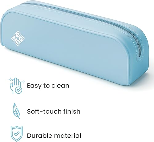 Miniatura 5 de ZENO Estuche de silicona para lápices  Estuche estético para mujeres y adolescentes  Lindo estuche para bolígrafos, bolsa de maquillaje beige, bolsa