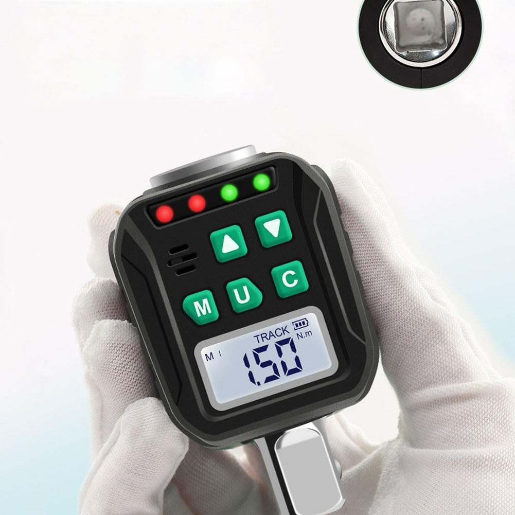 Probador de par digital para llaves dinamométricas con 6 modos preestablecidos, conmutación de cuatro unidades, alertas audibles y LED para evitar un apriete excesivo de 10 a 200 Nm
