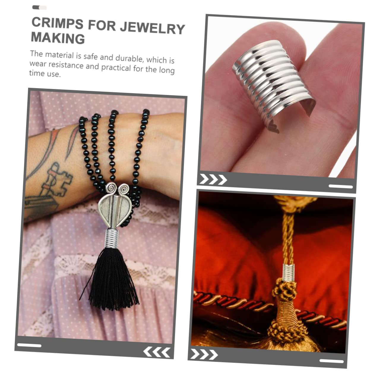 IWOWHERO Foldable Leather Rope Clips Metal Fastener for Rope Tassel Iron Fastener Jewelry Making Crimps Macrame Cord Clamps